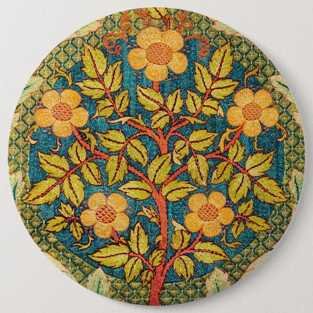 William Morris Rose Wreath: Klassische Künste und  Button (Vorderseite)