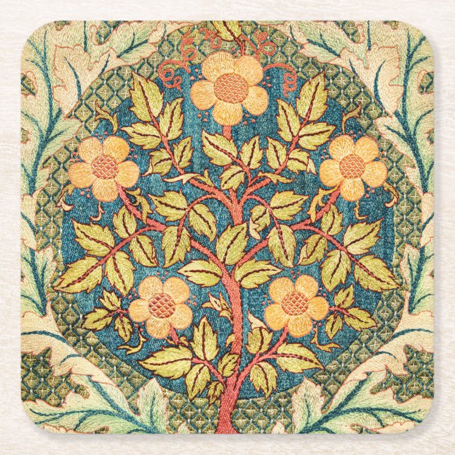 William Morris Rose Wreath Rechteckiger Pappuntersetzer (Vorderseite)