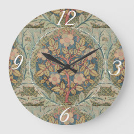 William Morris Rose Wreath Vintag Blühende Rose Große Wanduhr