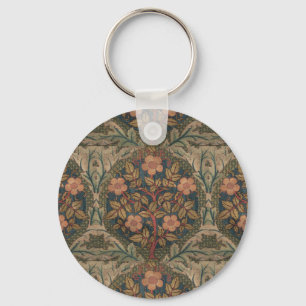 William Morris Rose Wreath Vintag Blühende Rose Schlüsselanhänger