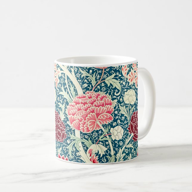 William Morris Roségold Grün Blau Blumenmuster Kaffeetasse (VorderseiteRechts)