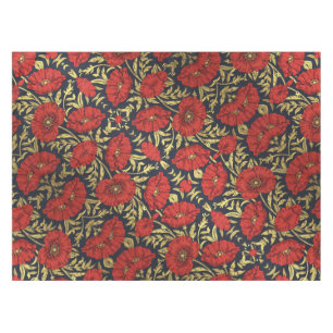 William Morris Rot Gold Mohn Blumenmuster  Tischdecke