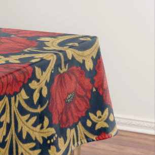 William Morris Rot Gold Mohn Blumenmuster Tischdecke