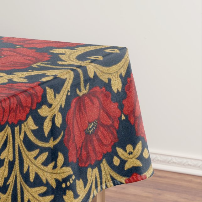 William Morris Rot Gold Mohn Blumenmuster  Tischdecke (Beispiel)