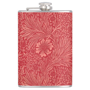 William Morris Roter Ringelblumen-Muster Flachmann