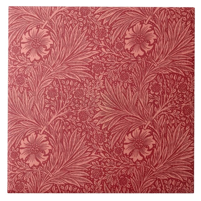 William Morris Roter Ringelblumen-Muster Fliese (Vorderseite)