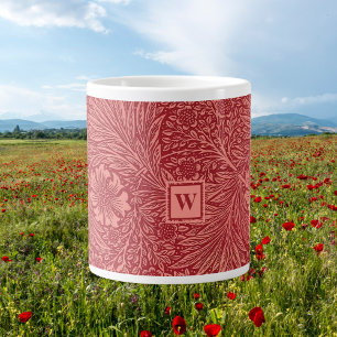 William Morris rotes Ringelblumenmuster mit Initia Jumbo-Tasse