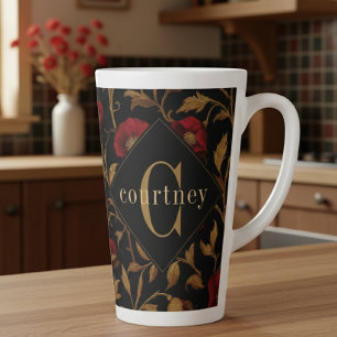 William Morris Rotgold Mohn Monogramm Rezept Milchtasse