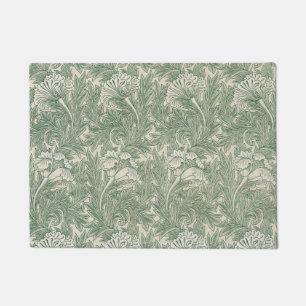 William Morris Sage Grünes Tulpenmuster: Vintage Fußmatte
