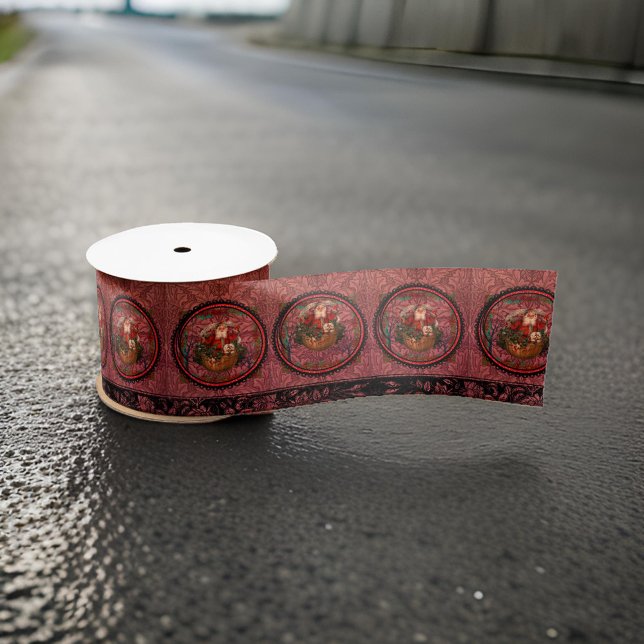 William * Morris Santa Claus Burgundy Satinband (Von Creator hochgeladen)