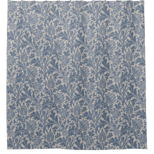 William Morris Schieferblauer Distel Tapete Duschvorhang