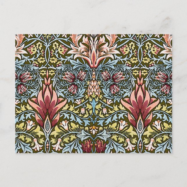 William Morris Schlangenhaupt-Blumenmuster Postkarte (Vorderseite)