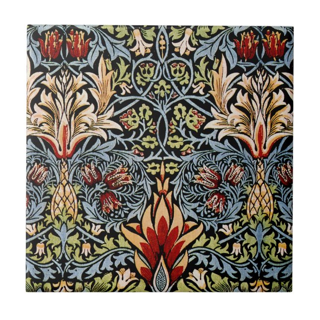 William Morris Schlangenkopf-Blumenmuster Fliese (Vorderseite)