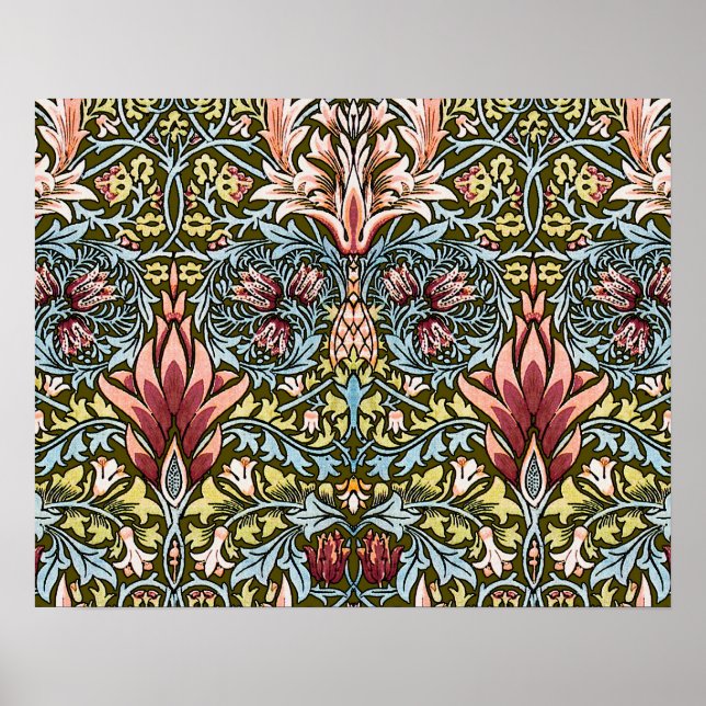 William Morris Schlangenkopf-Blumenmuster Poster (Vorne)