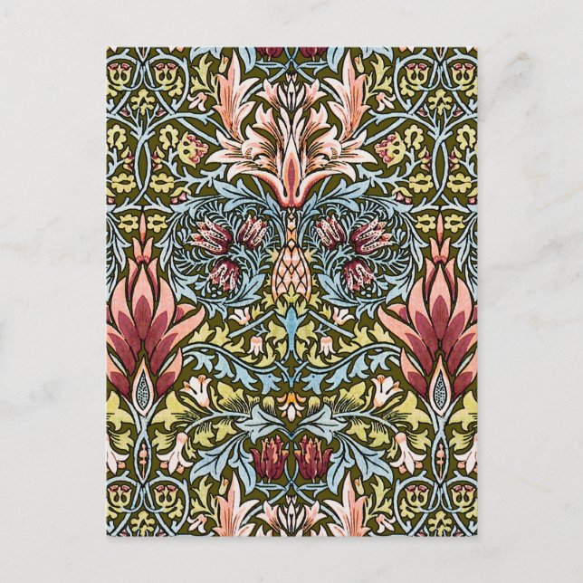 William Morris Schlangenkopf-Blumenmuster Postkarte (Vorderseite)
