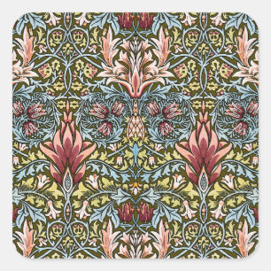 William Morris Schlangenkopf-Blumenmuster Quadratischer Aufkleber