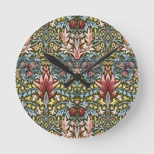 William Morris Schlangenkopf-Blumenmuster Runde Wanduhr