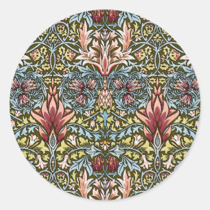 William Morris Schlangenkopf-Blumenmuster Runder Aufkleber