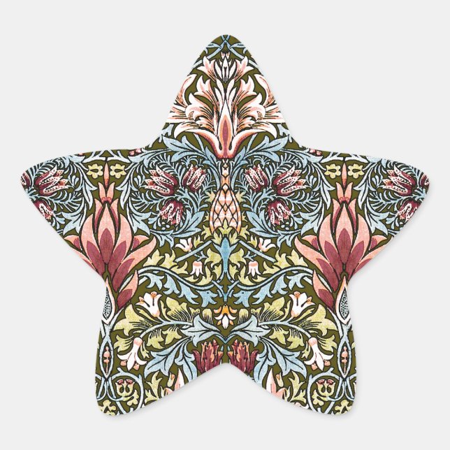 William Morris Schlangenkopf-Blumenmuster Stern-Aufkleber (Vorderseite)