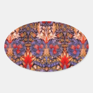 William Morris Schlangenkopf Vintage-Blumenmuster Ovaler Aufkleber