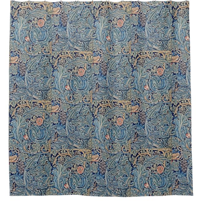 William Morris Schönes Blumenmuster Blau Pink Duschvorhang (Vorderseite)
