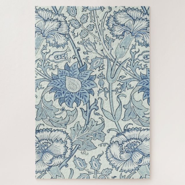 William Morris Schönes Blumenmuster, blau, Rose (Vertikal)