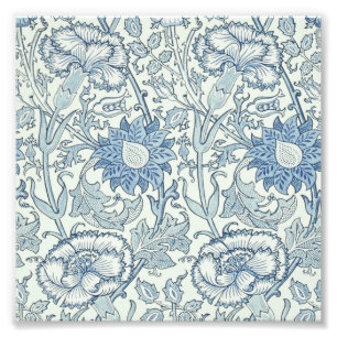 William Morris Schönes Blumenmuster, blau, Rose Fotodruck