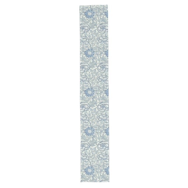 William Morris Schönes Blumenmuster, blau, Rose Großer Tischläufer (Vorderseite)