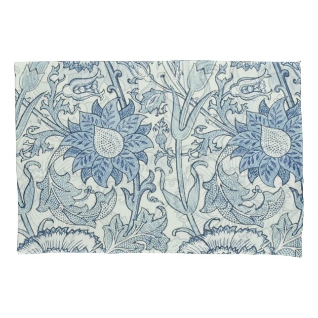 William Morris Schönes Blumenmuster, blau, Rose Kissenbezug (Vorderseite)