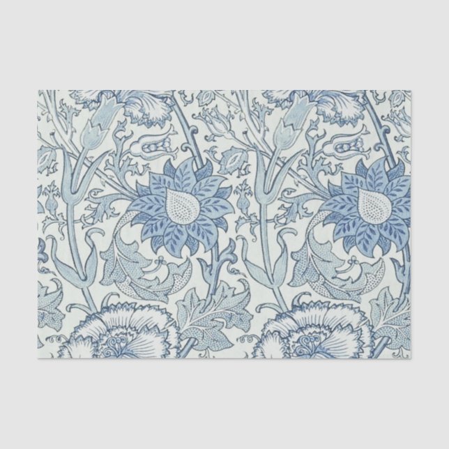 William Morris Schönes Blumenmuster, blau, Rose Seidenpapier (Vorderseite)