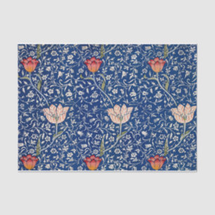 William Morris Schönes Blumenmuster Blau Seidenpapier
