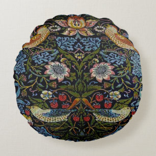 William Morris schönes Muster, Art nouveau, vin Rundes Kissen