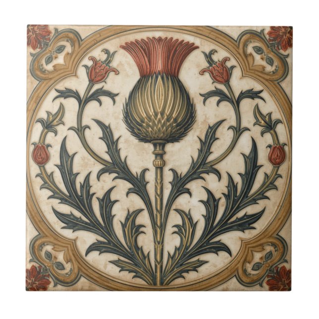William Morris Schottische Distel altmodisch flora Fliese (Vorderseite)