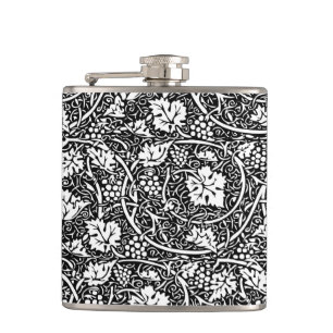 William Morris Schwarz-Weiß-Reben-Muster Flachmann