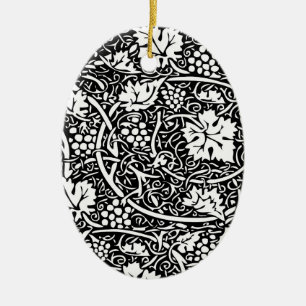 William Morris Schwarz-Weiß-Reben-Muster Keramikornament