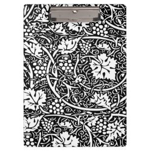 William Morris Schwarz-Weiß-Reben-Muster Klemmbrett