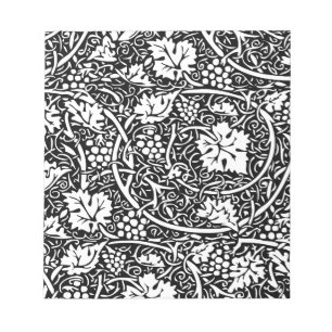 William Morris Schwarz-Weiß-Reben-Muster Notizblock