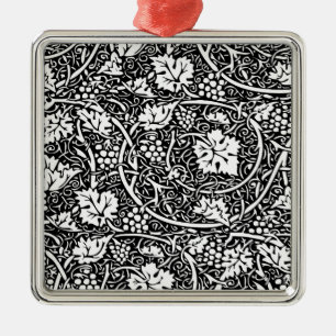 William Morris Schwarz-Weiß-Reben-Muster Ornament Aus Metall