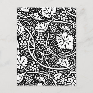 William Morris Schwarz-Weiß-Reben-Muster Postkarte
