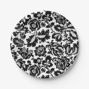 William Morris Schwarz-Weiß-Venezianisches Blumenm Pappteller
