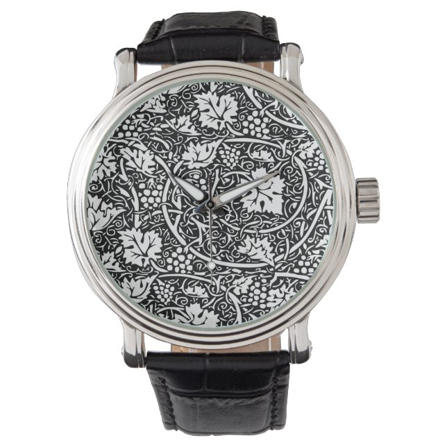 William Morris Schwarz-weißer Weintraum Armbanduhr (Vorderseite)