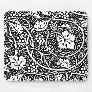 William Morris Schwarz-weißer Weintraum Mousepad