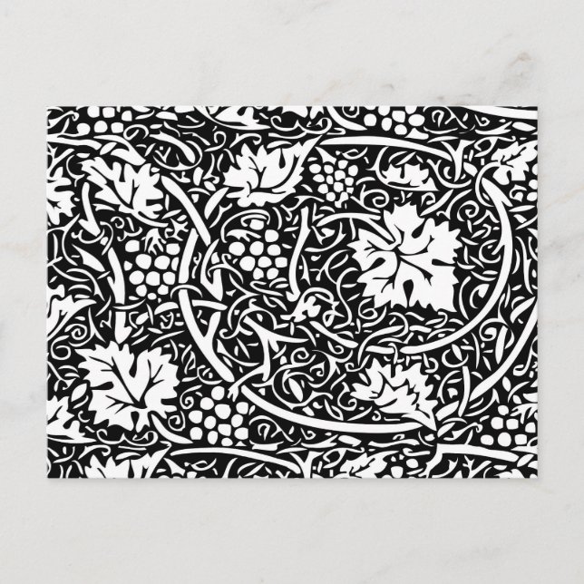 William Morris Schwarz-weißer Weintraum Postkarte (Vorderseite)