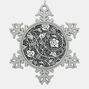 William Morris Schwarz-weißer Weintraum Schneeflocken Zinn-Ornament