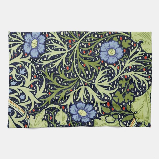 William Morris Seaweed Antike Blume Handtuch (Horizontal)
