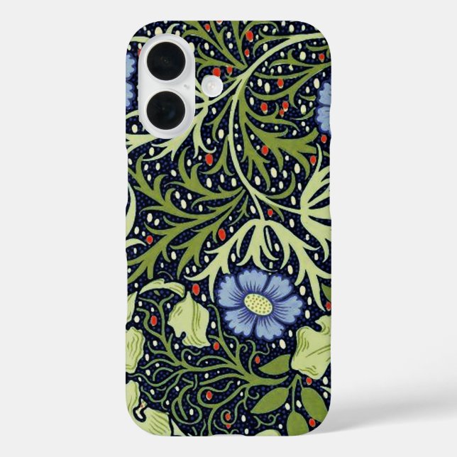 William Morris Seaweed Antike Blume iPhone 16 Hülle (Rückseite)