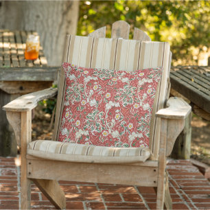 William Morris Seaweed Antike Blume Rot Grün Kissen