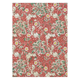 William Morris Seaweed Antike Blume Rot Grün Tischdecke