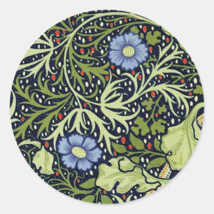 William Morris Seaweed Antike Blume Runder Aufkleber