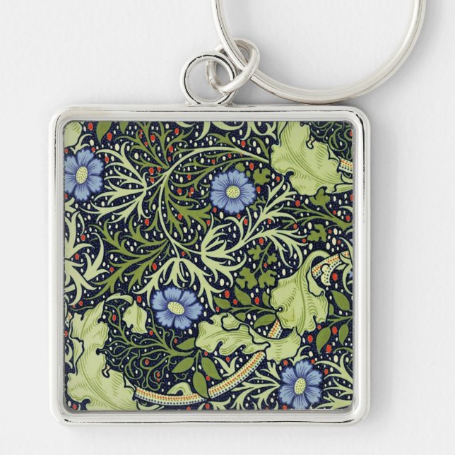 William Morris Seaweed Antike Blume Schlüsselanhänger (Vorne)